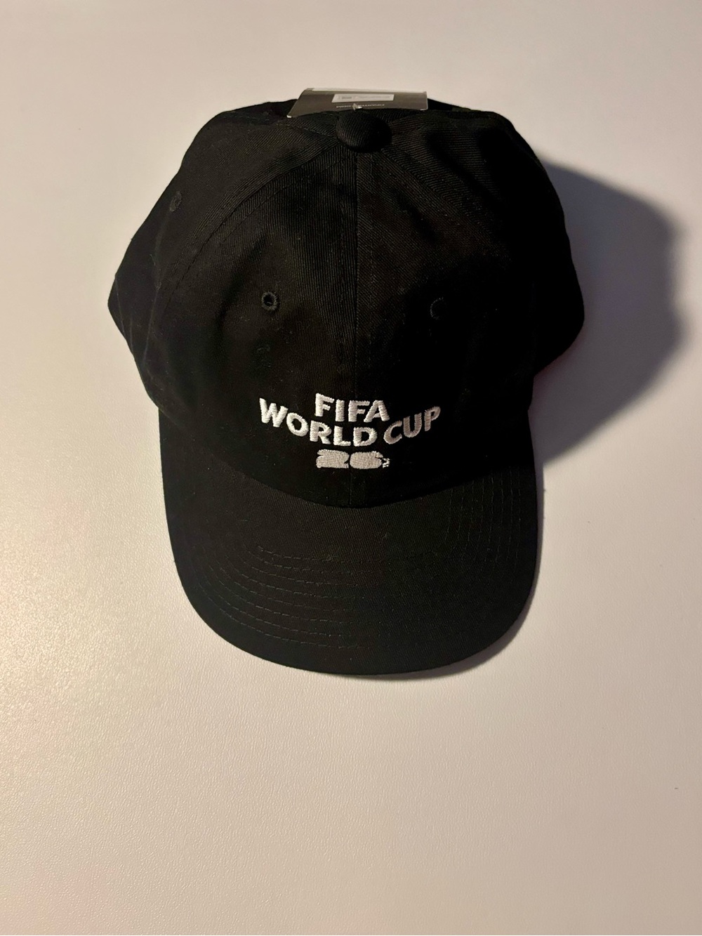 NWT Mens FIFA World Cup 2026 Black Embroidered Logo OSFM Baseball Hat Strapback
